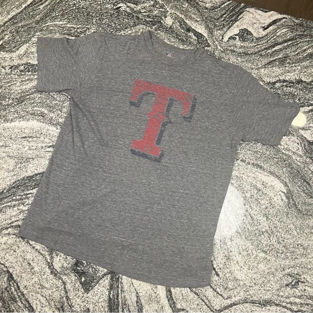 Texas Rangers T-Shirt MLB Mens Large Retro Big T Gray World Series Champions - Picture 3 of 4